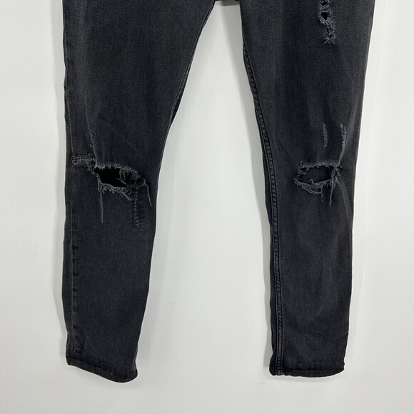 SANDRO Paris Black Dark Wash Button Fly Distressed High Rise Skinny Jeans 30 - Picture 5 of 10